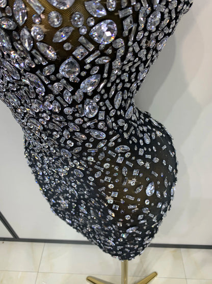 Zoey Rhinestone Mesh Mini Dress