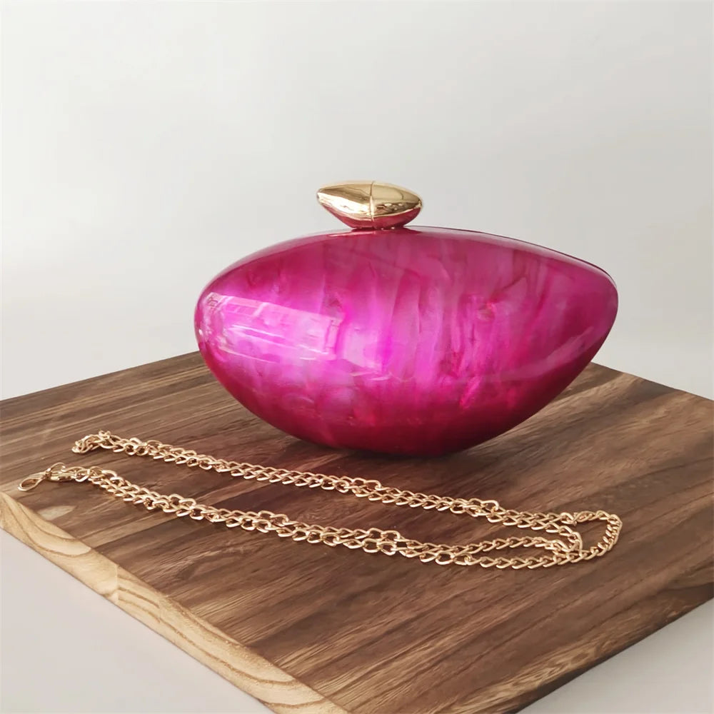 Shell Pearl Marble Clutch Purse