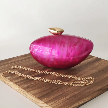 Shell Pearl Marble Clutch Purse
