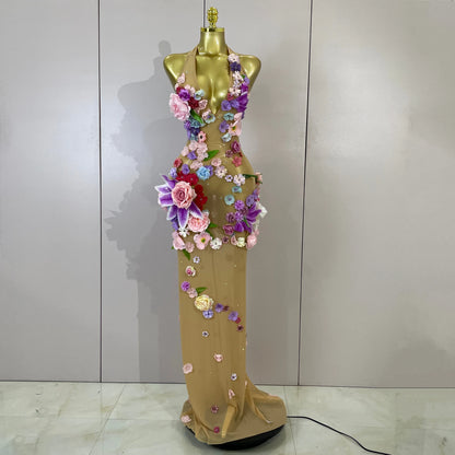 Luxe Flower Mesh Maxi Dress