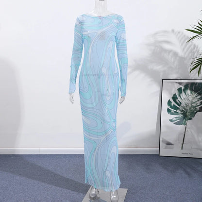 Marian Sheer Mesh Maxi Dress