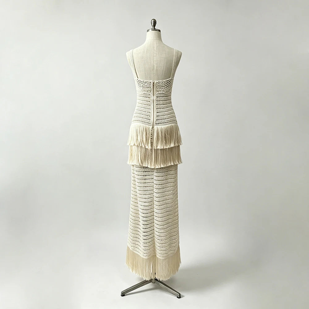 Dolores Knitted Fringe Maxi Dress
