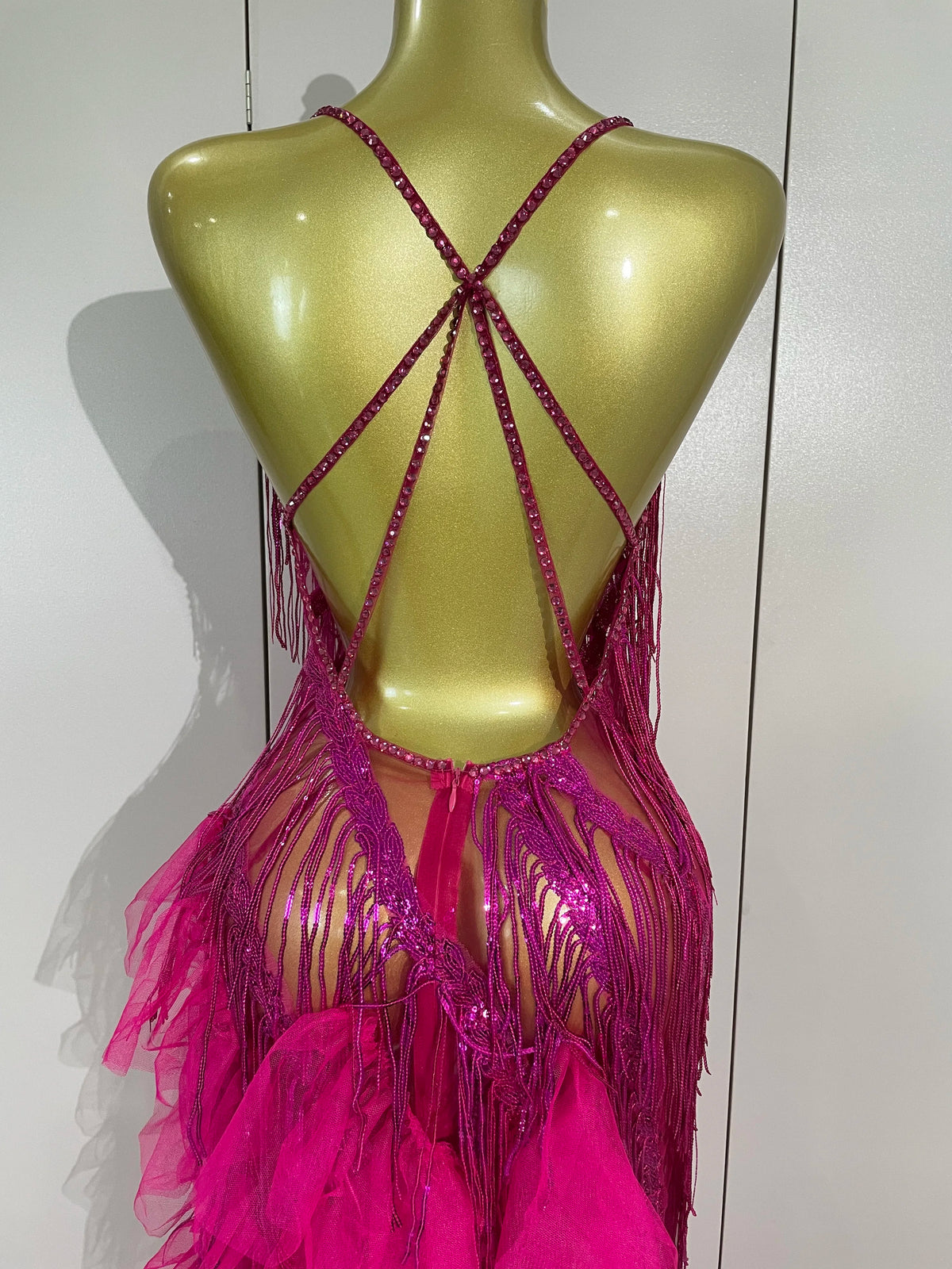 Alisa Rhinestone Tassel Sheer Maxi Dress