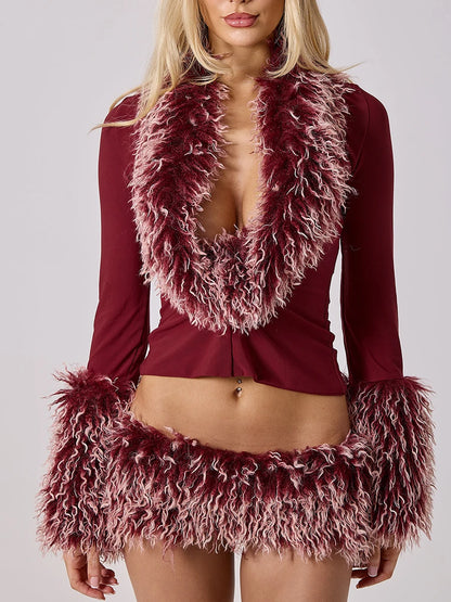 Taylor Fur Mini Skirt Set