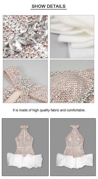 Silver Sequins Tulle Cocktail Dress