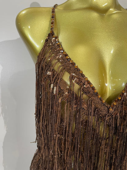 Alisa Rhinestone Tassel Sheer Maxi Dress