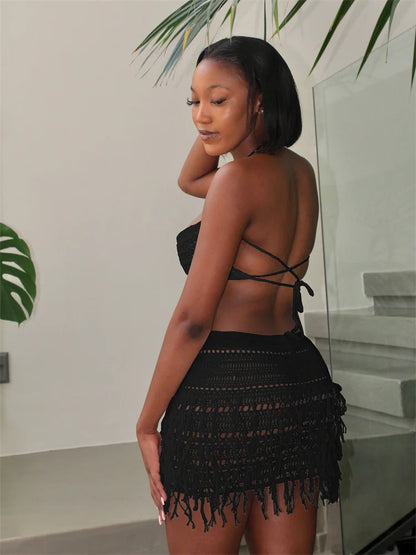 Kenia Knit Tassel Skirt Set