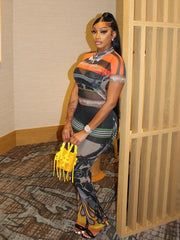 New Flame Mesh Pants Set