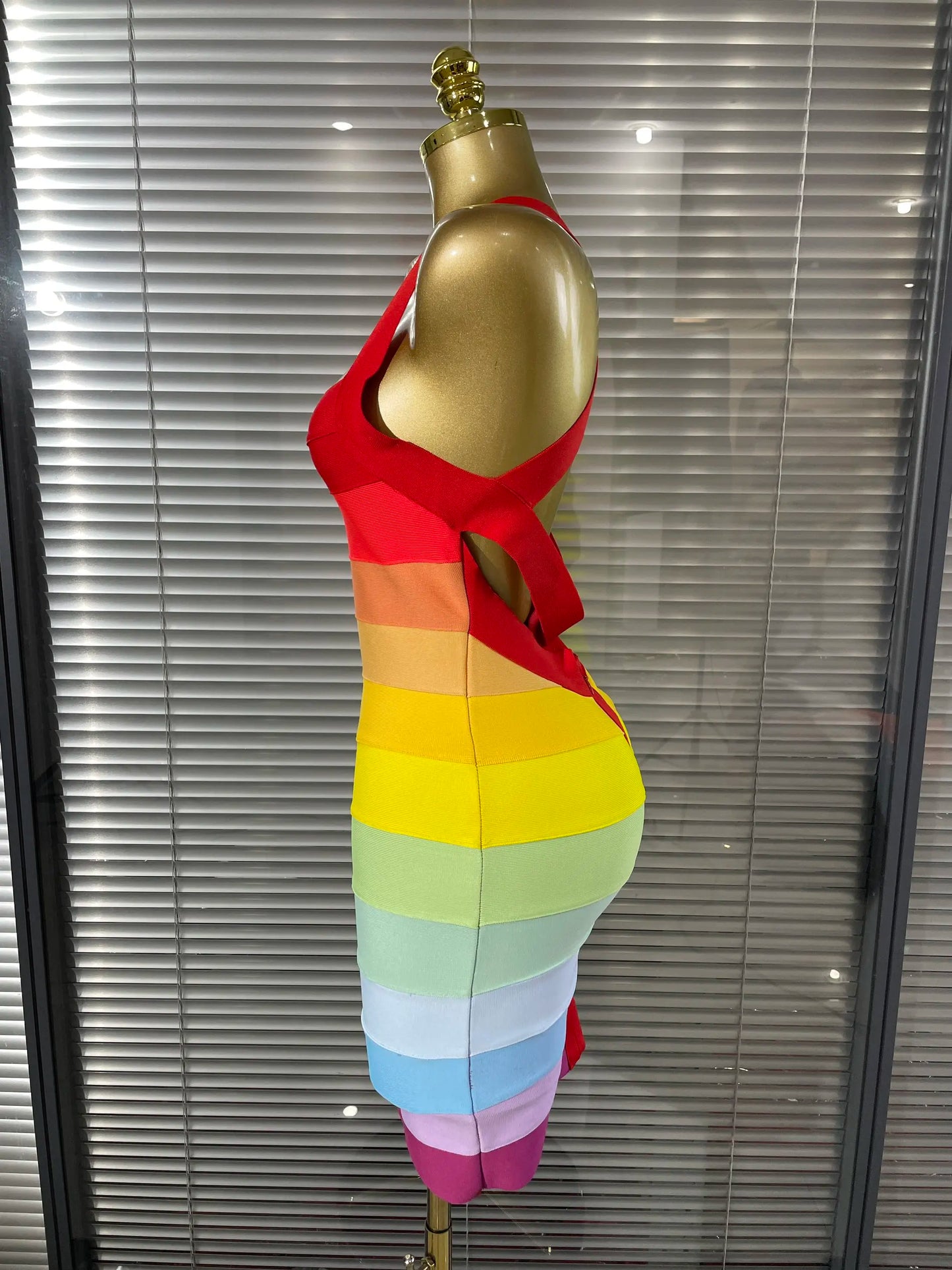 Rainbow Bandage Mini Dress