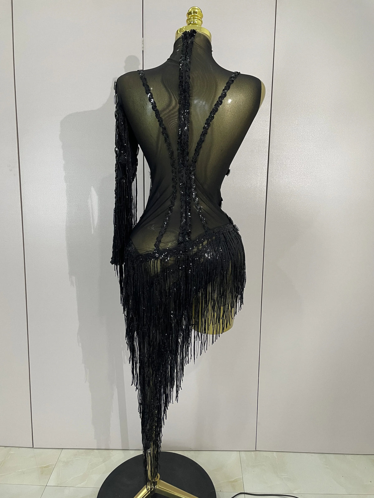 Iris Rhinestone Mesh Tassel Dress