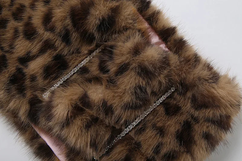 Leopard Fur Mini Skirt Set