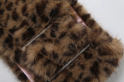 Leopard Fur Mini Skirt Set