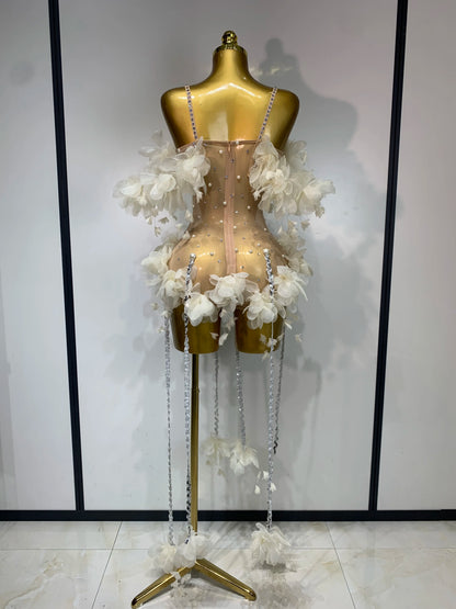Theresa Rhinestone Fringe Bodysuit