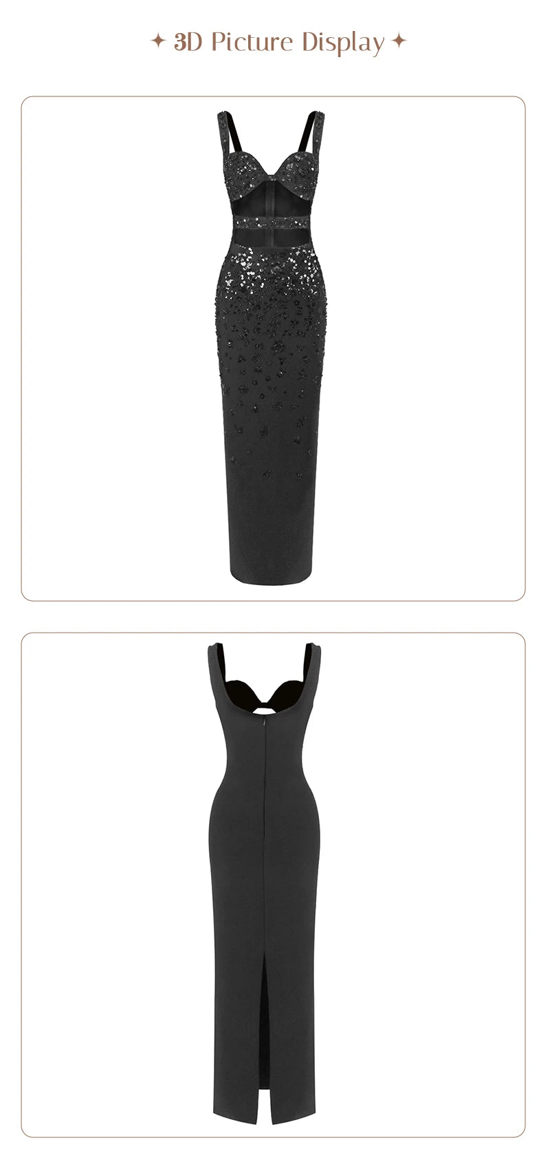 Luxury Sequins Cutout Maxi Dress