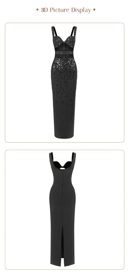 Luxury Sequins Cutout Maxi Dress