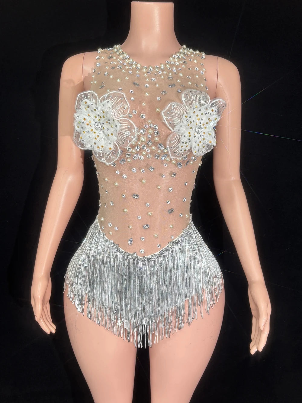 Roxi Embellished Flower Tassel Bodysuit
