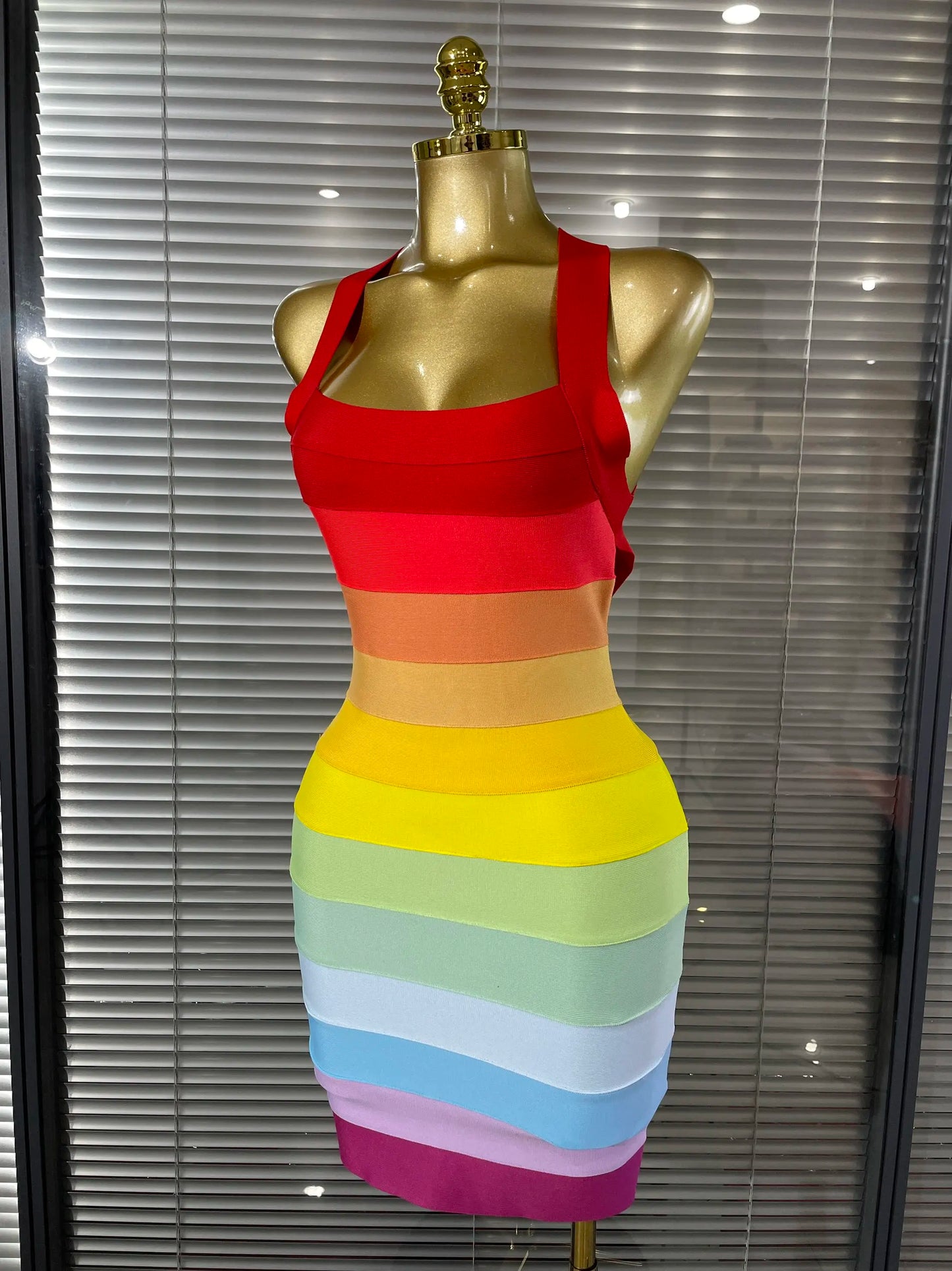 Rainbow Bandage Mini Dress