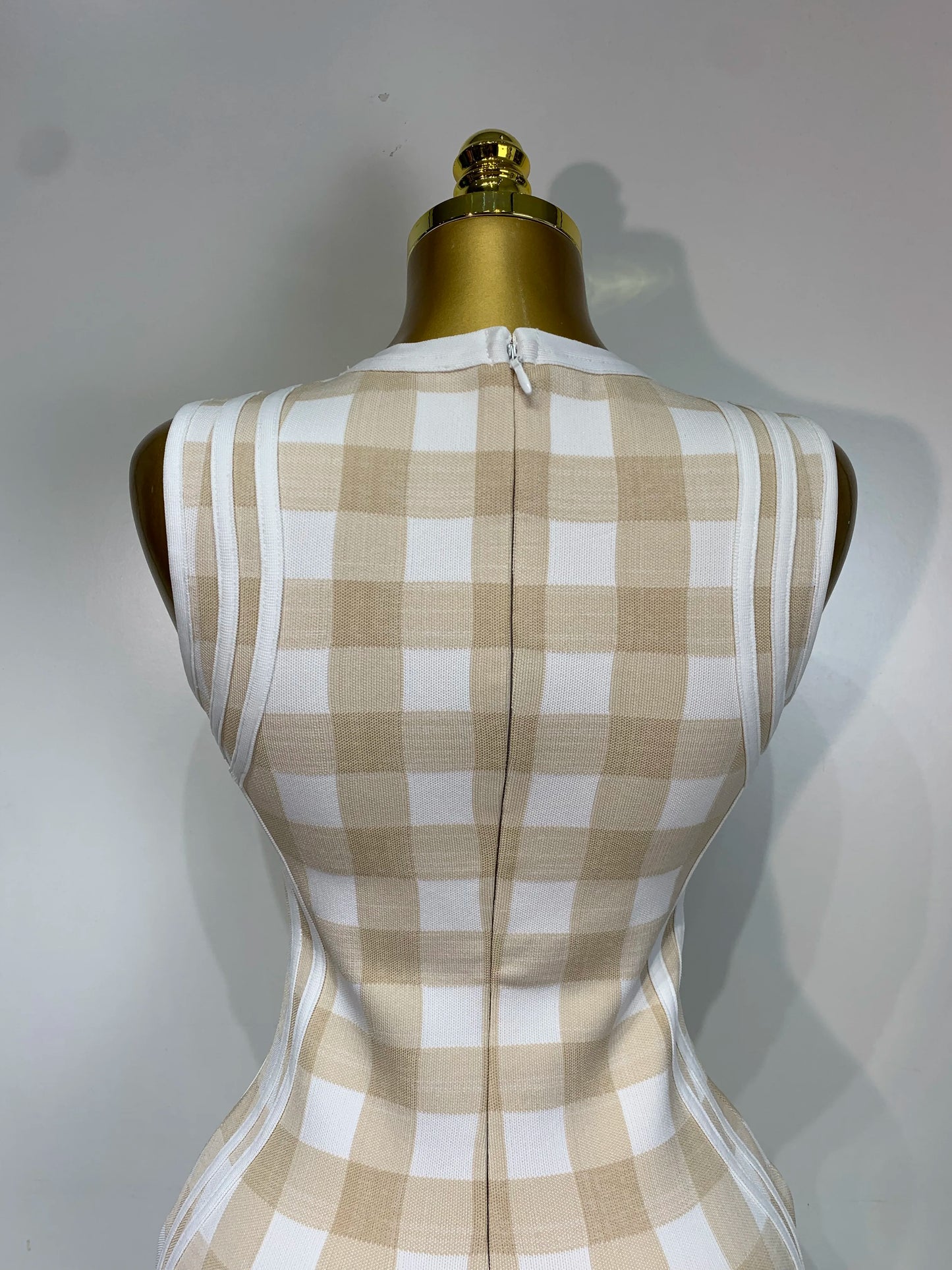 Plaid Asymmetrical Bandage Dress