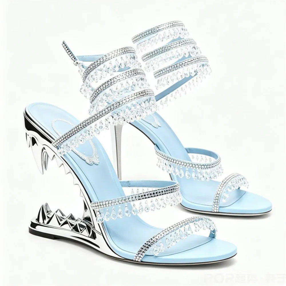Nisha Rhinestone Wedge High Heels