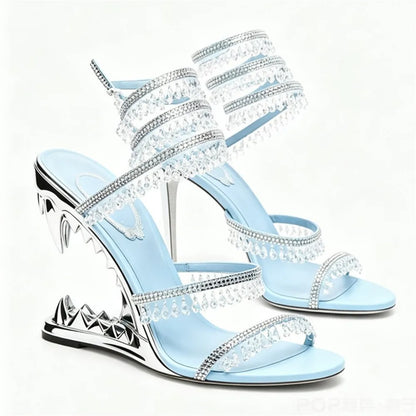 Nisha Rhinestone Wedge High Heels