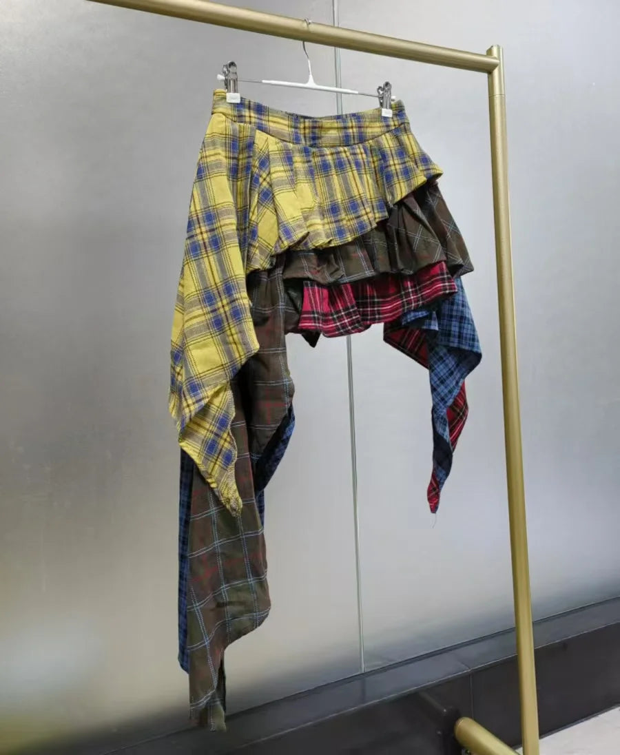 She Plaid High Waist Skirt