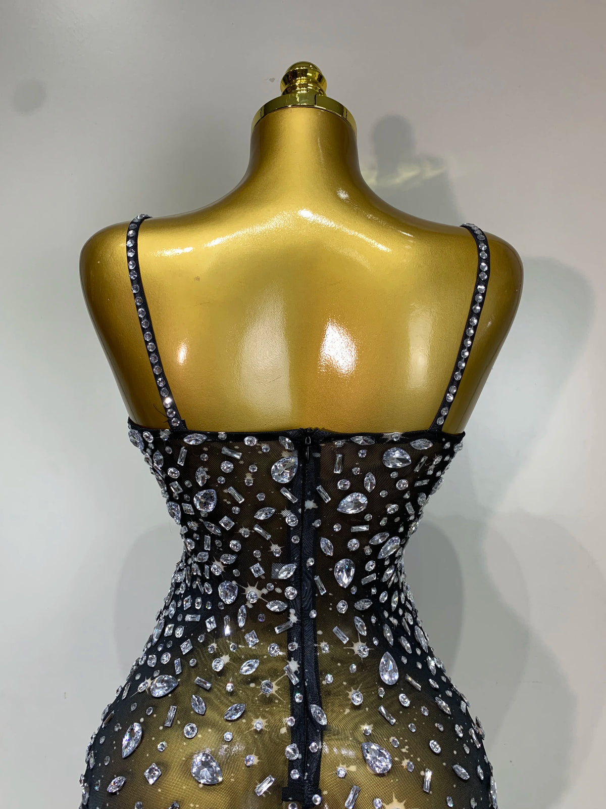 Zoey Rhinestone Mesh Mini Dress