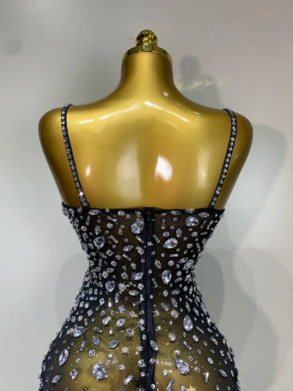 Zoey Rhinestone Mesh Mini Dress