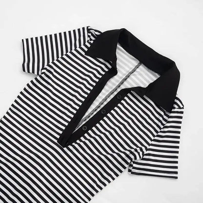 Deep V-Neck Striped Romper