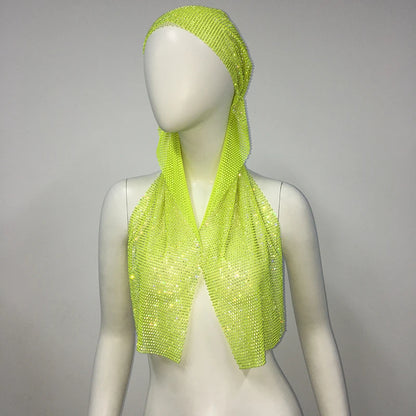 Crystal Rhinestone Fishnet Headscarf