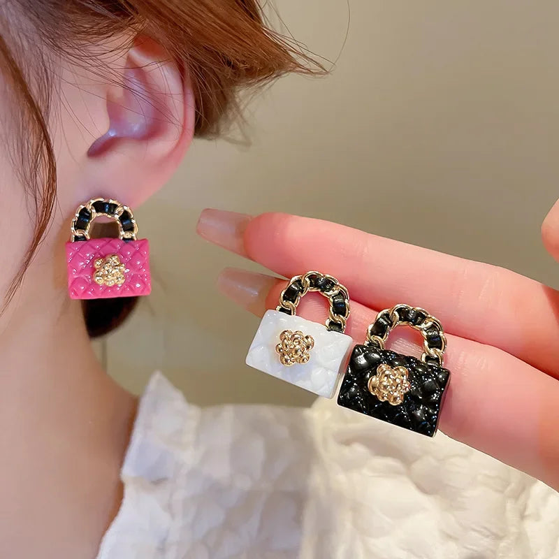 Leather Handbag Shape Earrings