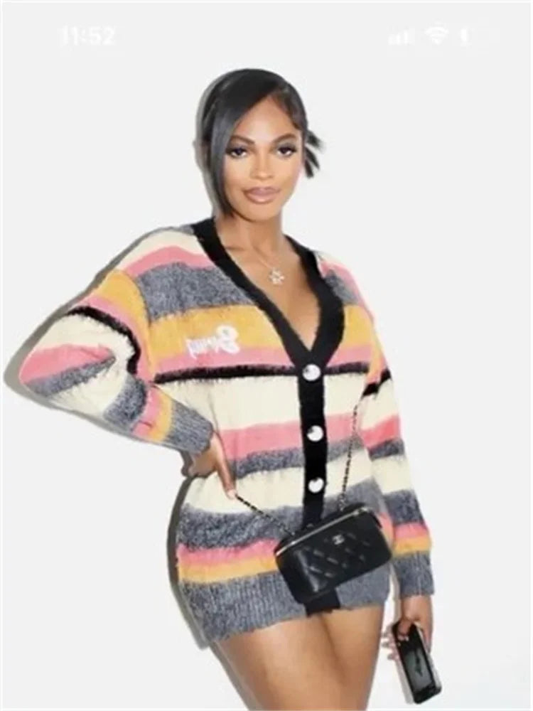 Colorful Stripe Knit Cardigan