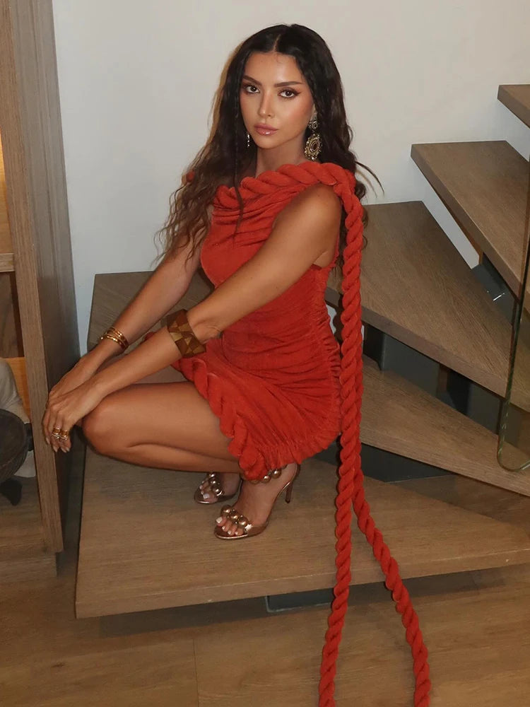 Velvet Rope One-Shoulder Mini Dress