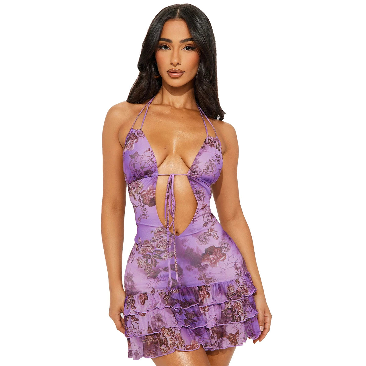 Purple Plum Pleated Mini Dress