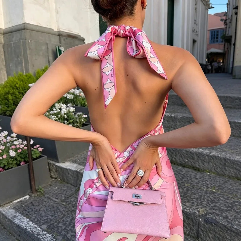 Vintage Satin Backless Dress