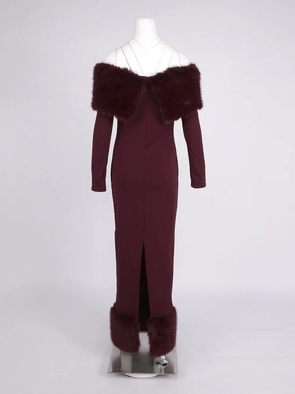 Lorene Fur Maxi Dress