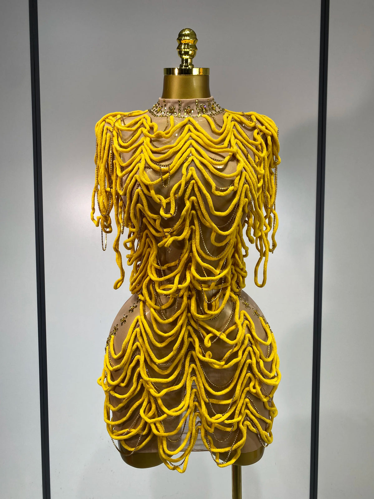 Monika Rinestone Mesh Mini Dress