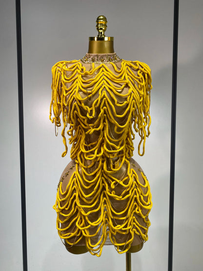 Monika Rinestone Mesh Mini Dress