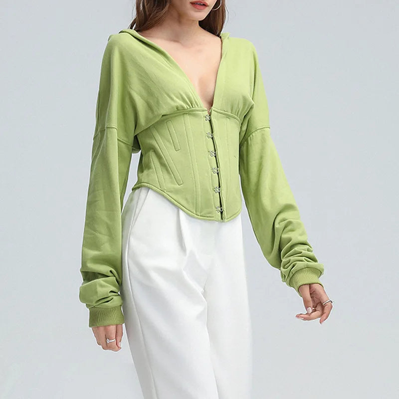 Hoodie Bandage Corset Jacket