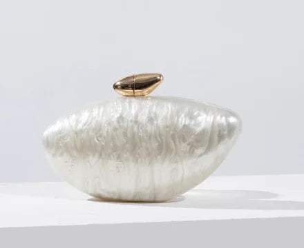 Shell Pearl Marble Clutch Purse