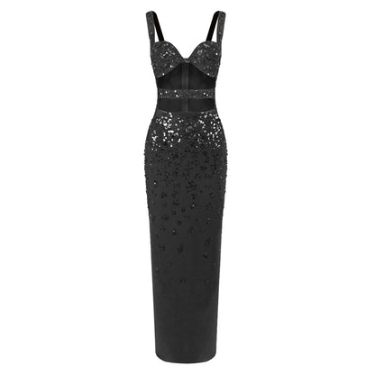 Luxury Sequins Cutout Maxi Dress