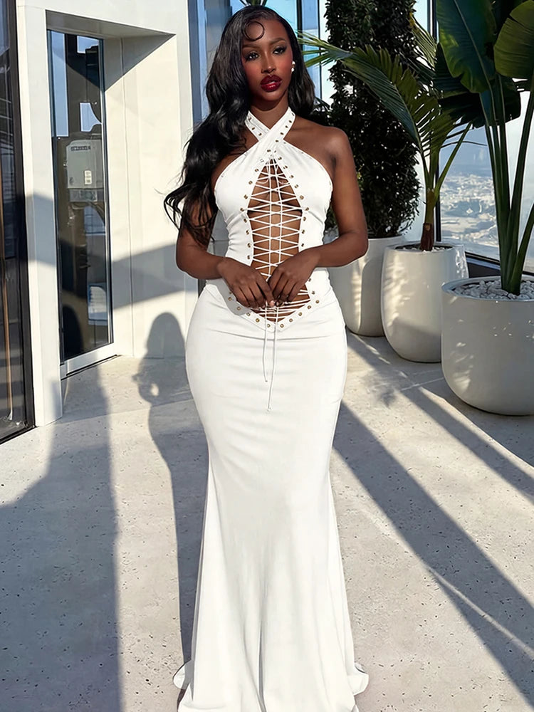 Cross Bodycon Maxi Dress