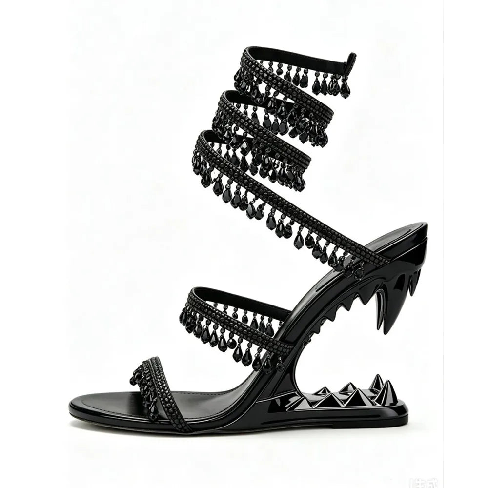 Nisha Rhinestone Wedge High Heels