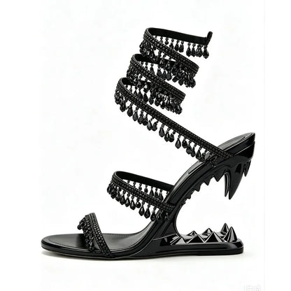 Nisha Rhinestone Wedge High Heels