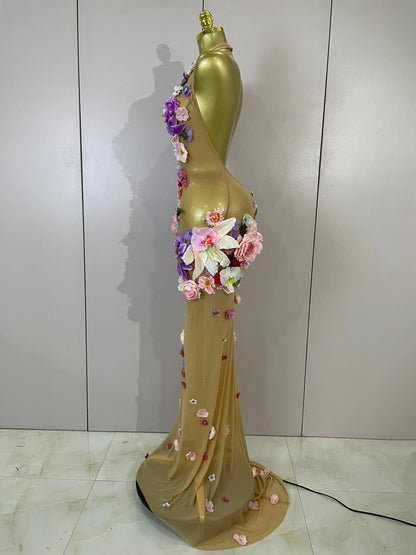 Luxe Flower Mesh Maxi Dress