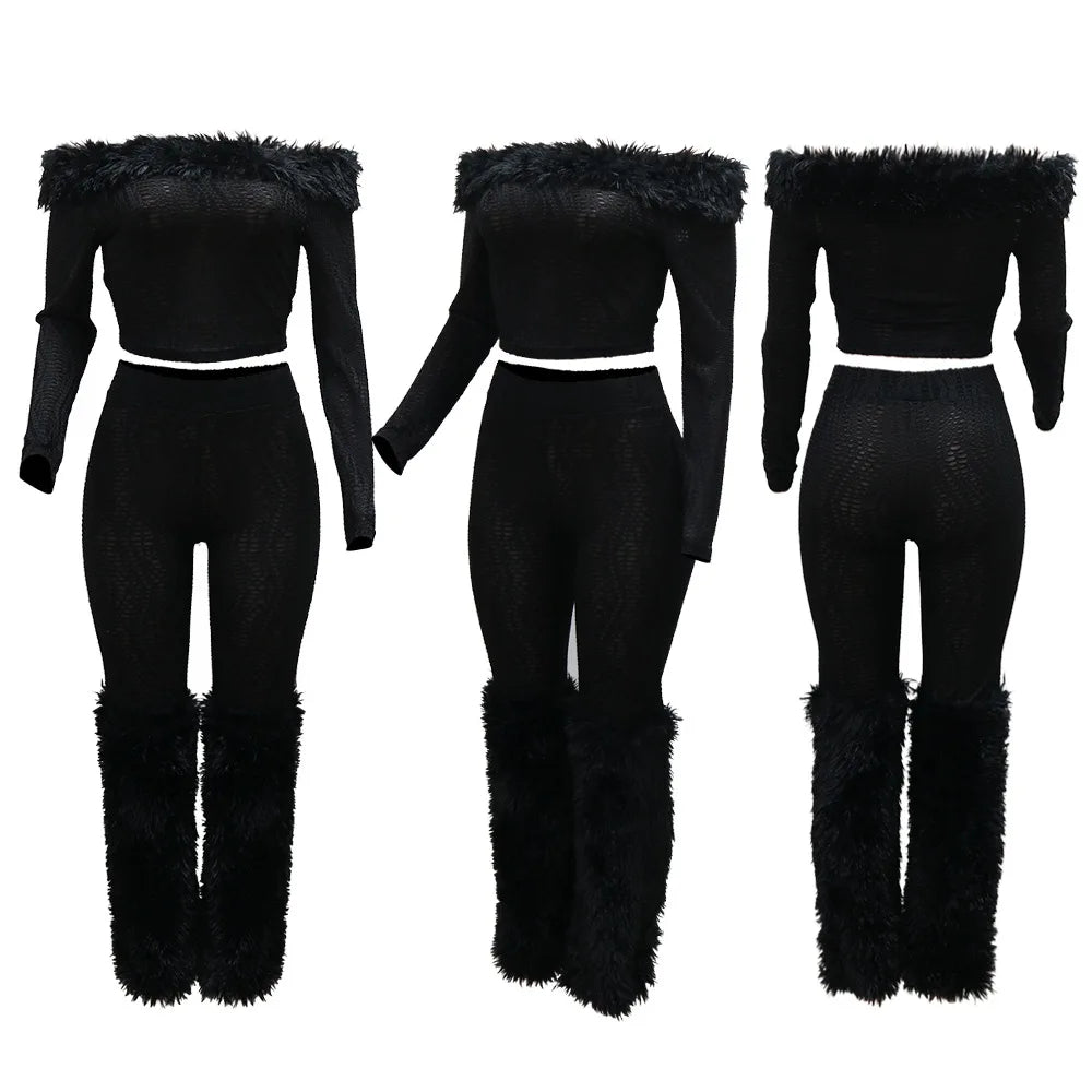 Britney Fur Pants Set