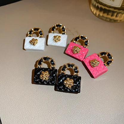 Leather Handbag Shape Earrings