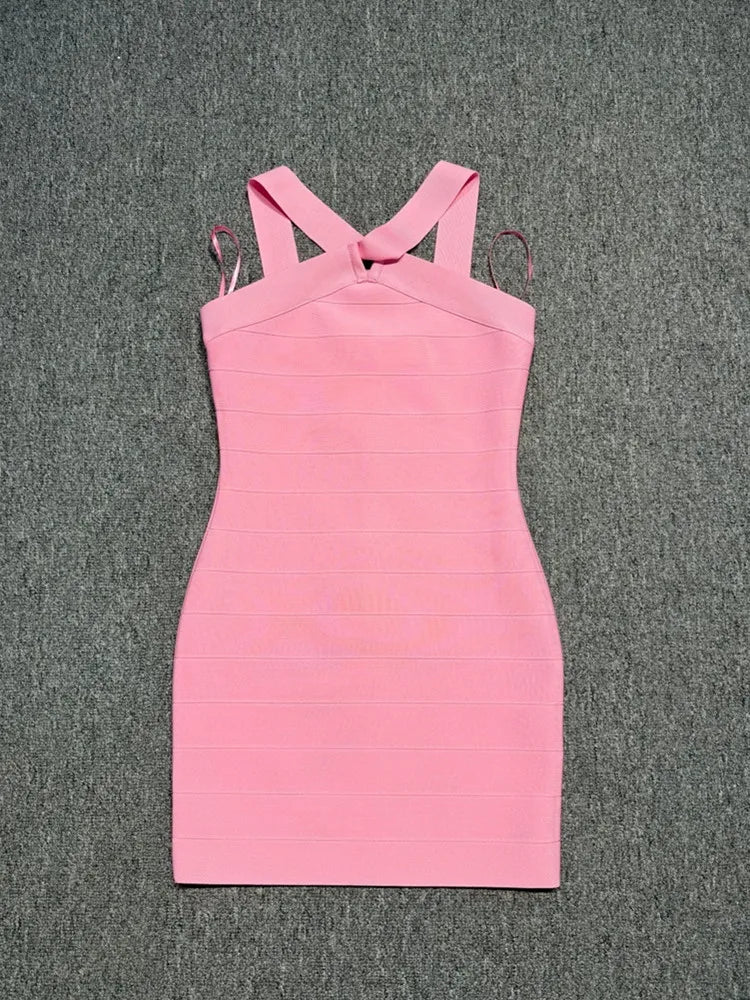 Pink Bodycon Bandage Mini Dress