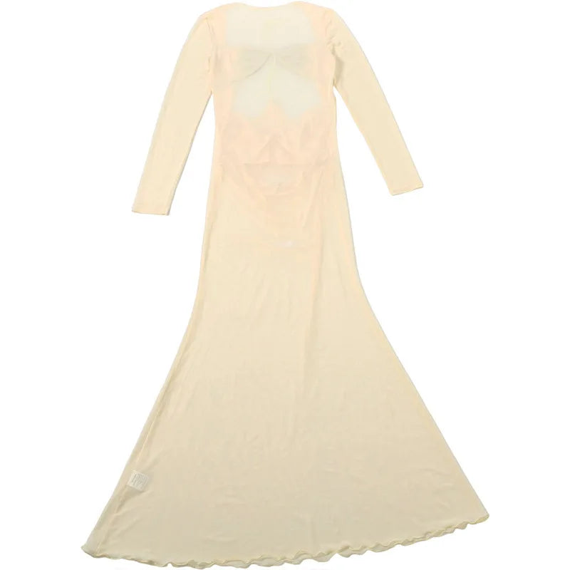 Bryana Mesh Ruched Maxi Dress
