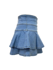 Abie Denim Skirt -Wash Blue