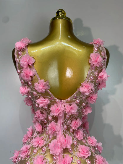 Bloom Pearls Lace Mini Dress